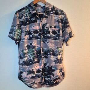 Outerknown Cotton Hemp Hawaiian Tropical Print Short Sleeve Button Down